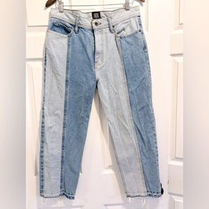BDG Urban Outfitters Straight Cropped Jeans Spliced Two-Tone Raw Hem Size 30